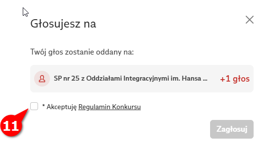 Głosowanie w konkursie AleAkcja jedenasty krok