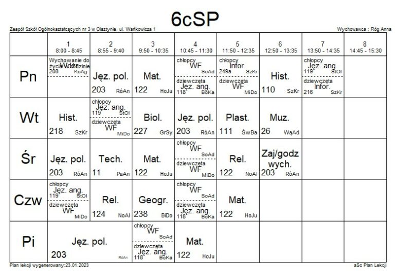 Sp 13 Olsztyn Plan Lekcji Plany lekcji/wychowawstwa | Szkoła Podstawowa nr 25 w Olsztynie