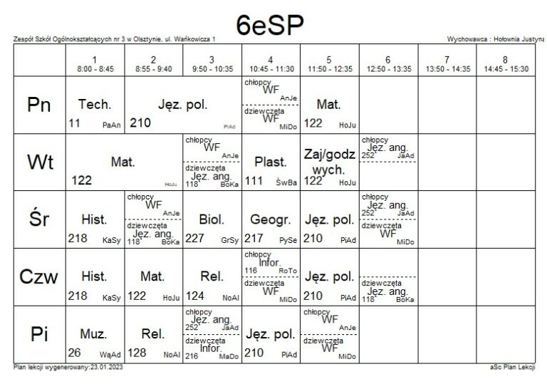 Sp 13 Olsztyn Plan Lekcji Plany lekcji/wychowawstwa | Szkoła Podstawowa nr 25 w Olsztynie