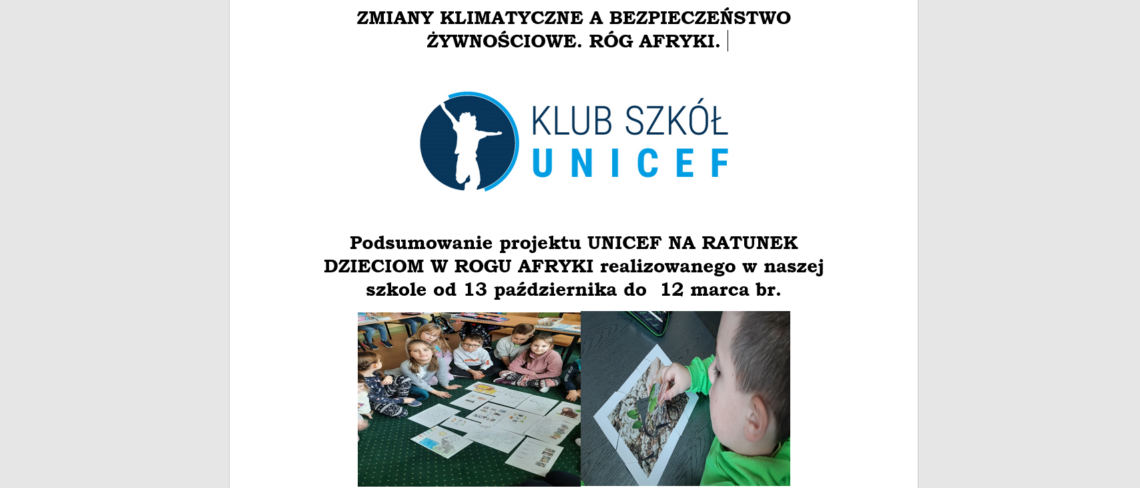 Zmiany klimatyczne a bezpieczenstwo zywnosciowe UNICEF tytuł