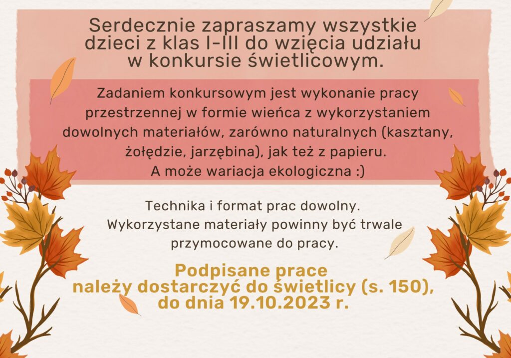 Wieniec jesienny KONKURS ŚWIETLICOWY zasady