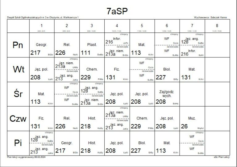 Sp Nr 7 Olsztyn Plan Lekcji Klas Pierwszych sp25.olsztyn.eu
